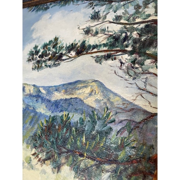 Vintage Mountains Wooded Landscape Oil Painting Framed 12"x16" Signed - Picture 10 of 12